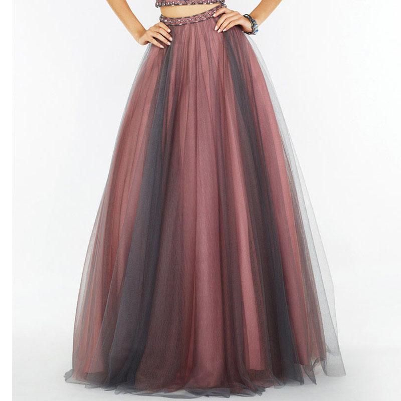 Gonna lunga in tulle stile hippie rosa e grigio, gonna maxi alla moda per donna per feste formali, gotica, Faldas Saia Jupe