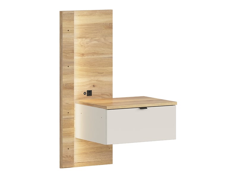 Szafka nocna Glamour 50 prawa z szufladą kaszmir/dąb mauvella USB LED