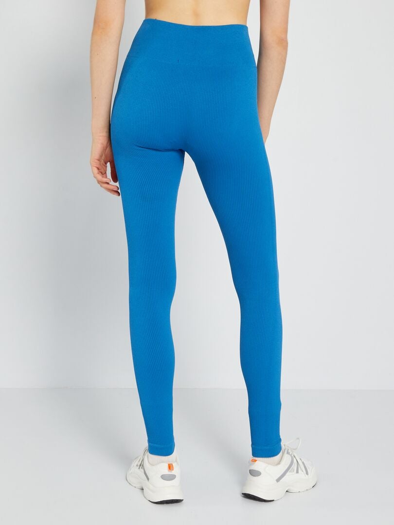Geribbelde gebreide sportlegging - blauw
