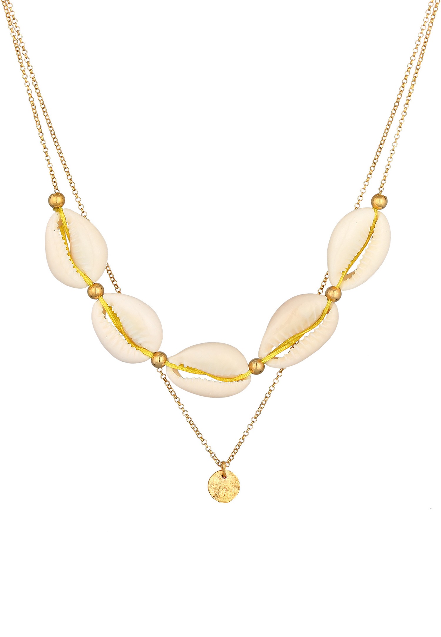 Elli Femmes Choker Couches Monnaie avec Coquillage Cauri en Argent Sterling 925 Plaqué Or