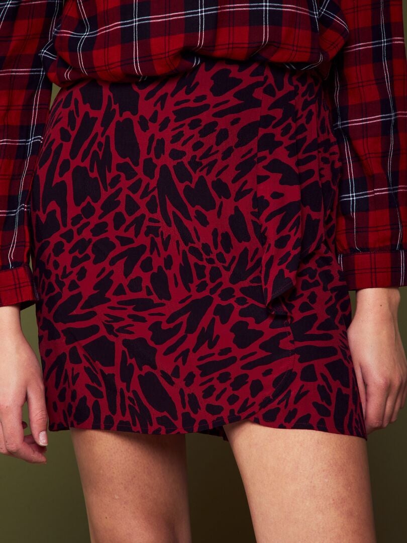 Korte gebreide rok met crêpe-effect - ROOD