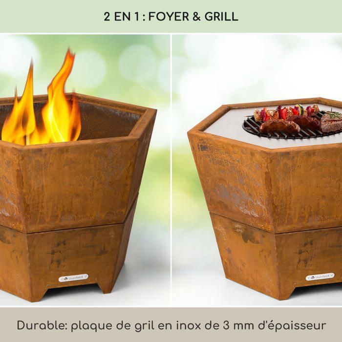 Feuerstelle mit Grillfunktion - BLUMFELDT - Hekla - Edelstahl - Wasser- und frostbeständig