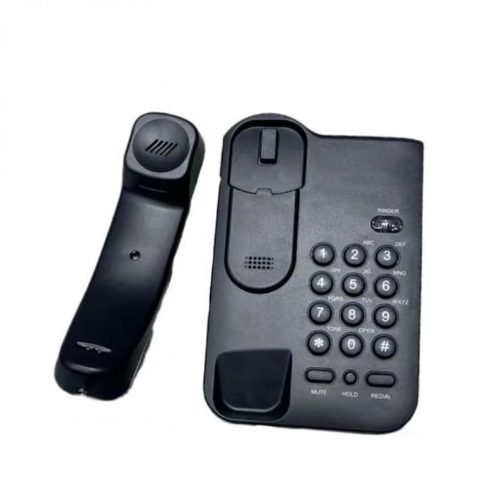 Téléphone fixe filaire, noir, 13,4 x 12,2 cm, grandes touches pour seniors Label