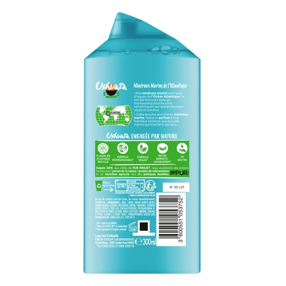 Ushuaïa Shampooing Douche Minéraux Marins