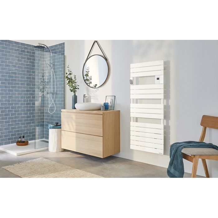 Calentador de toallas eléctrico digital conectado ATLANTIC ADÉLIS de 750 W sin ventilador, color blanco caramelo - 862668