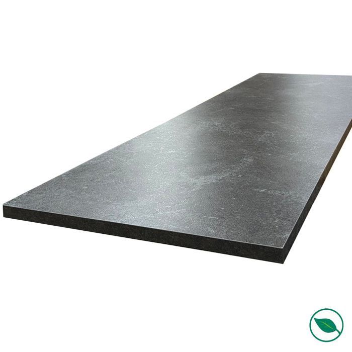 Encimera laminada HPL color pizarra de 3000 x 650 x 38 mm con certificación FSC - Colección Signature de FORESTEA. Dimensiones: 2000 mm x 650 mm x 38 mm