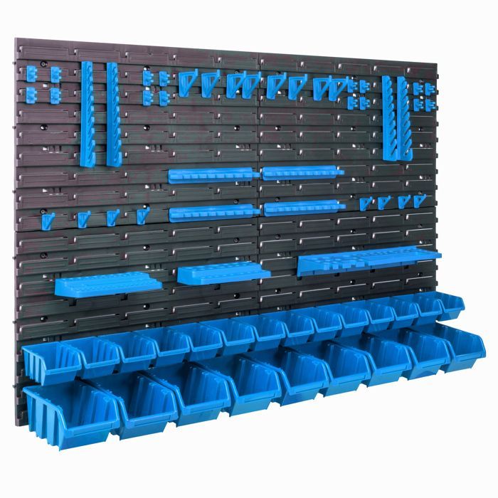 Panel portaherramientas de pared - BOTELLA - 115x78 cm - 23 estantes ajustables - Plástico - Resistente