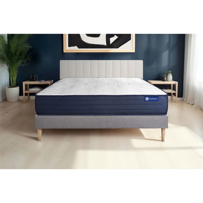 Mattress and bed base set 160x200 cm - Grey bed base (assembly required) - Actilatex Life