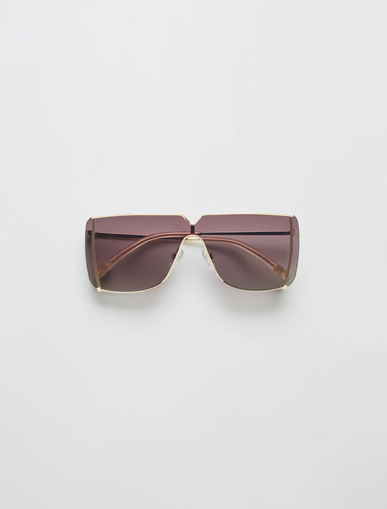 Oversized gouden zonnebril - Kristalgeel