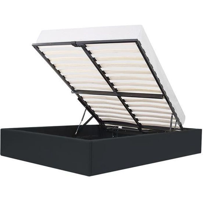 ECLIPSE Adult Storage Bed 140 x 190 cm - Black Faux Leather
