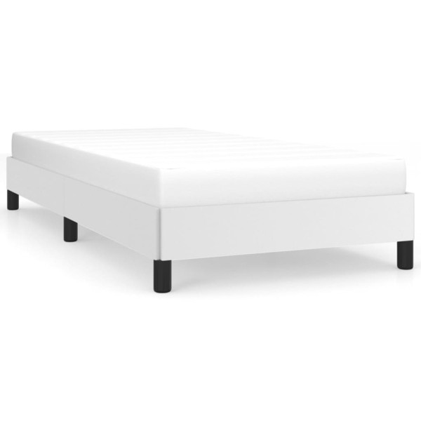 Łóżko tapicerowane rama łóżka ze stelażem białe skóra sztuczna 90x200 cm