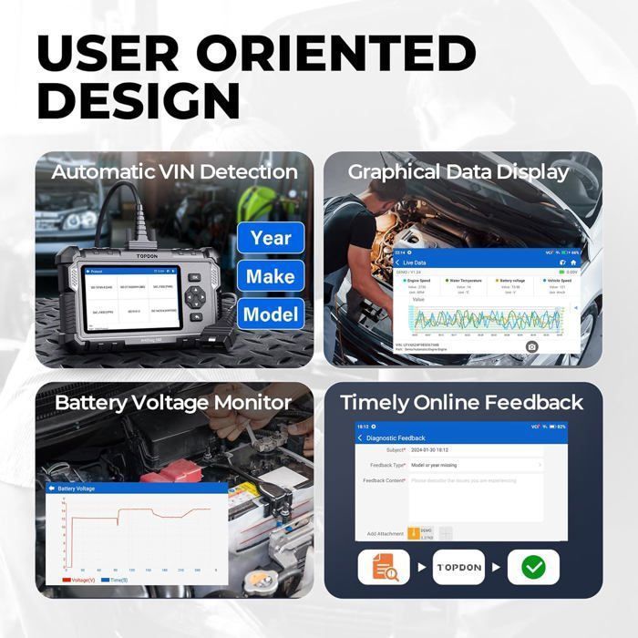 TOPDON ArtiDiag500 Outil de Diagnostic Auto OBD2 Scanner pour Moteur Transmission ABS SRS Lecteur de Code AutoVIN en français