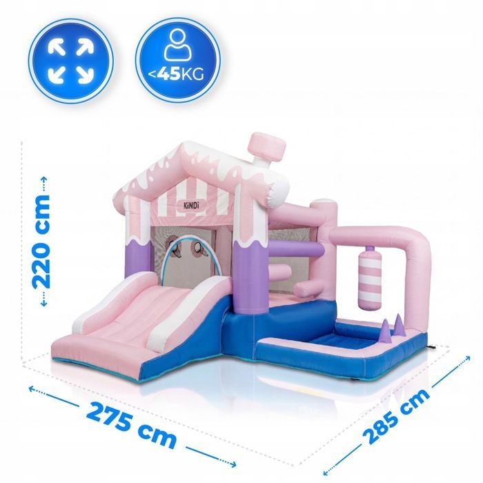Toboggan gonflable KINDI chateau gonflable aire de jeux pour enfants avec panier et parcours d'obstacles