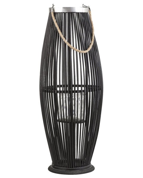 Lampion dekoracyjny bambusowy 72 cm czarny