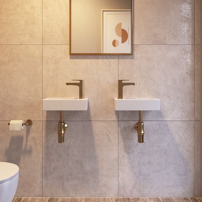 Lavabo rettangolare a parete DeerValley, bianco, foro per rubinetto a destra, 36,5x18x9 cm, DV-1V081R