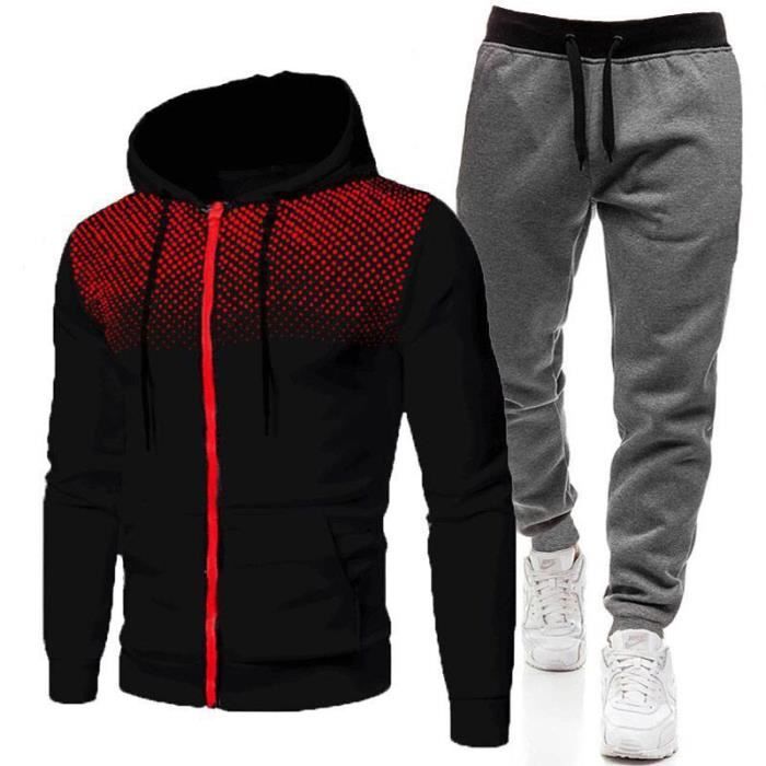 Conjunto de chándal para hombre - Marca - Pantalones de jogging - Negro - Transpirable - Para interiores - Fitness