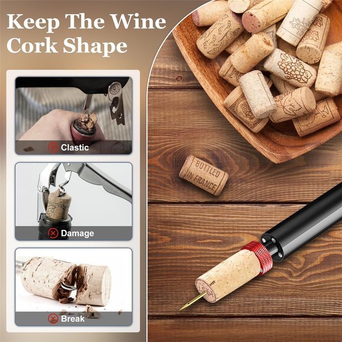 Tire Bouchon, Tire-Bouchon à Pression d'air 7S Cork Pops Out Décapsuleur de Pompe Ouvre Bouteille Vin Outils Portable Accessoire