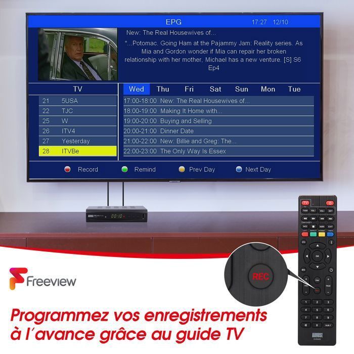 Decodificador y grabador de televisión digital terrestre (TDT) HD - Sintonizador dual - Full HD 1080p - Reproductor multimedia August - DVB482 -