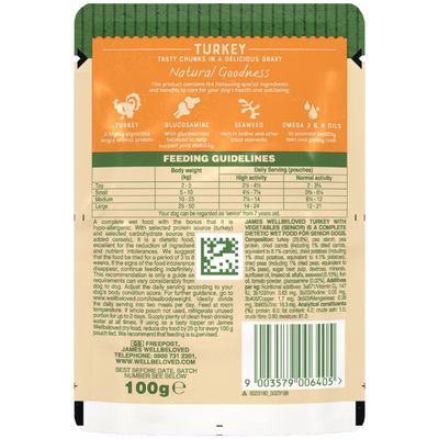 Φακελάκια James Wellbeloved Senior Grain Free - Γαλοπούλα με Λαχανικά