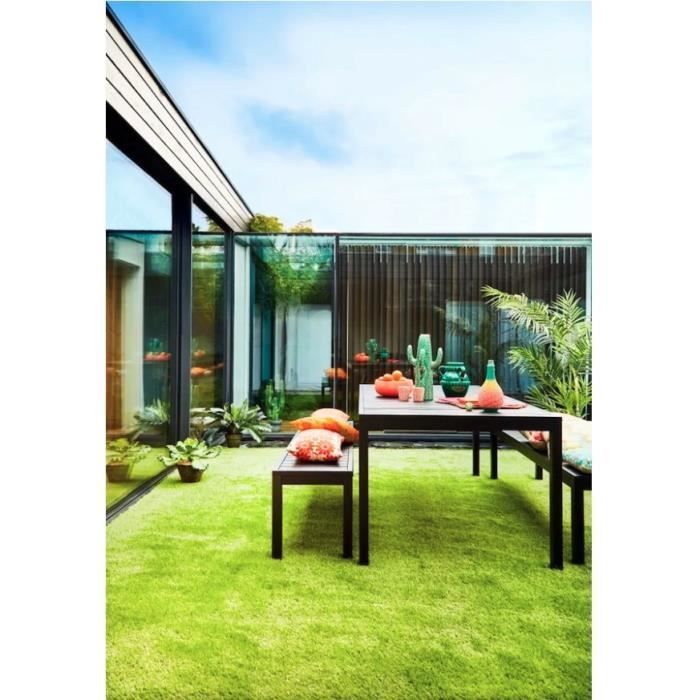 Baldosas de césped sintético con sistema de fijación mediante clip - GARDENMOOD - Paquete de 10 - 30x30x2,4cm - Verde