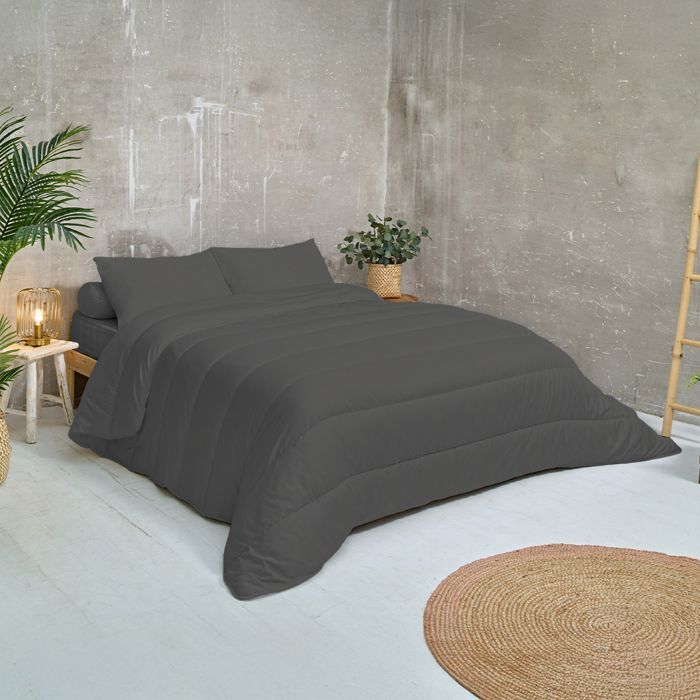 Couette Tempérée Cocooning 140x200cm pour Lit 90x190 - Enveloppe Ultra Douce Édredon 350g/m² Fabriqué en France - Gris - BLEU CALIN