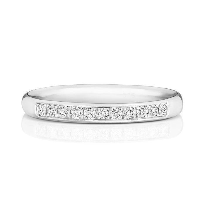 Alliance, EDS JEWELS, Or Blanc 375/1000, Diamant Brillant 0.12 Carat GH - SI3-I1, Semi Pavée, 2,2mm Demi Confort, 31110