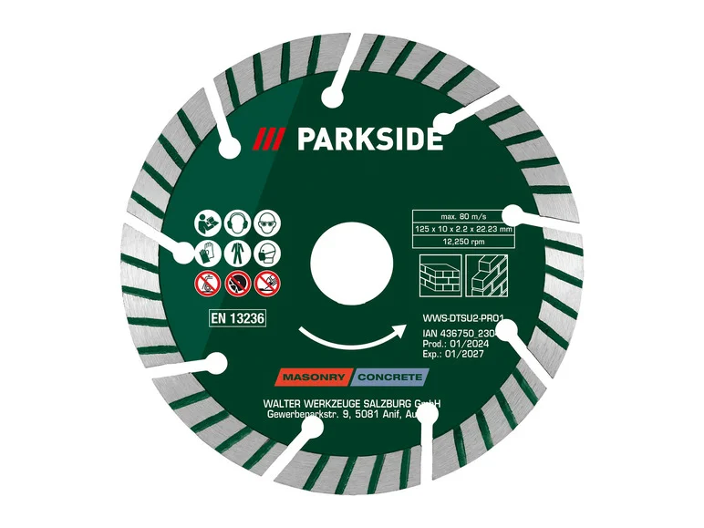 Conjunto de 2 discos diamantados PARKSIDE® para concreto ou madeira.