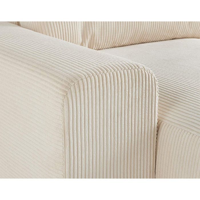 Garance - canapé modulable d'angle droit - 6 places - en velours côtelé - Beige
