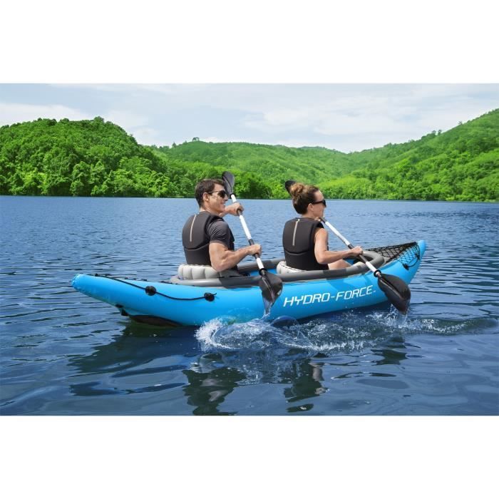 Kayak hinchable - BESTWAY - Cove Champion X2 Hydro-Force - 331x88cm - 2 plazas - 180kg máx. - 2 remos, 2 aletas extraíbles +