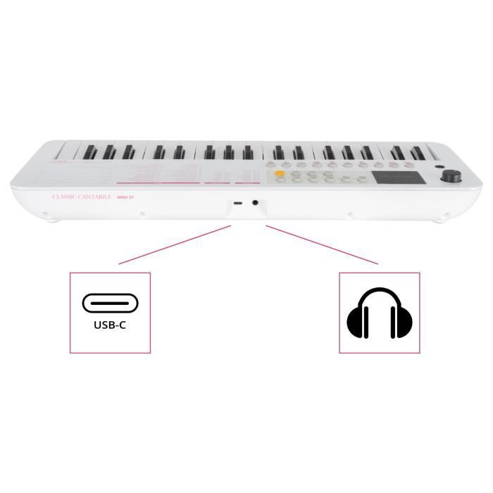 Classic Cantabile MINI-37 Piano keyboard white-pink