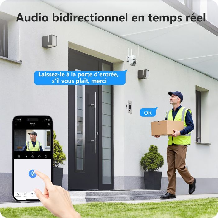 Kit de cámaras de vigilancia inalámbricas WiFi para exteriores CAMCAMP con 8 cámaras, 500 GB de almacenamiento, estación base, audio bidireccional y seguimiento automático.