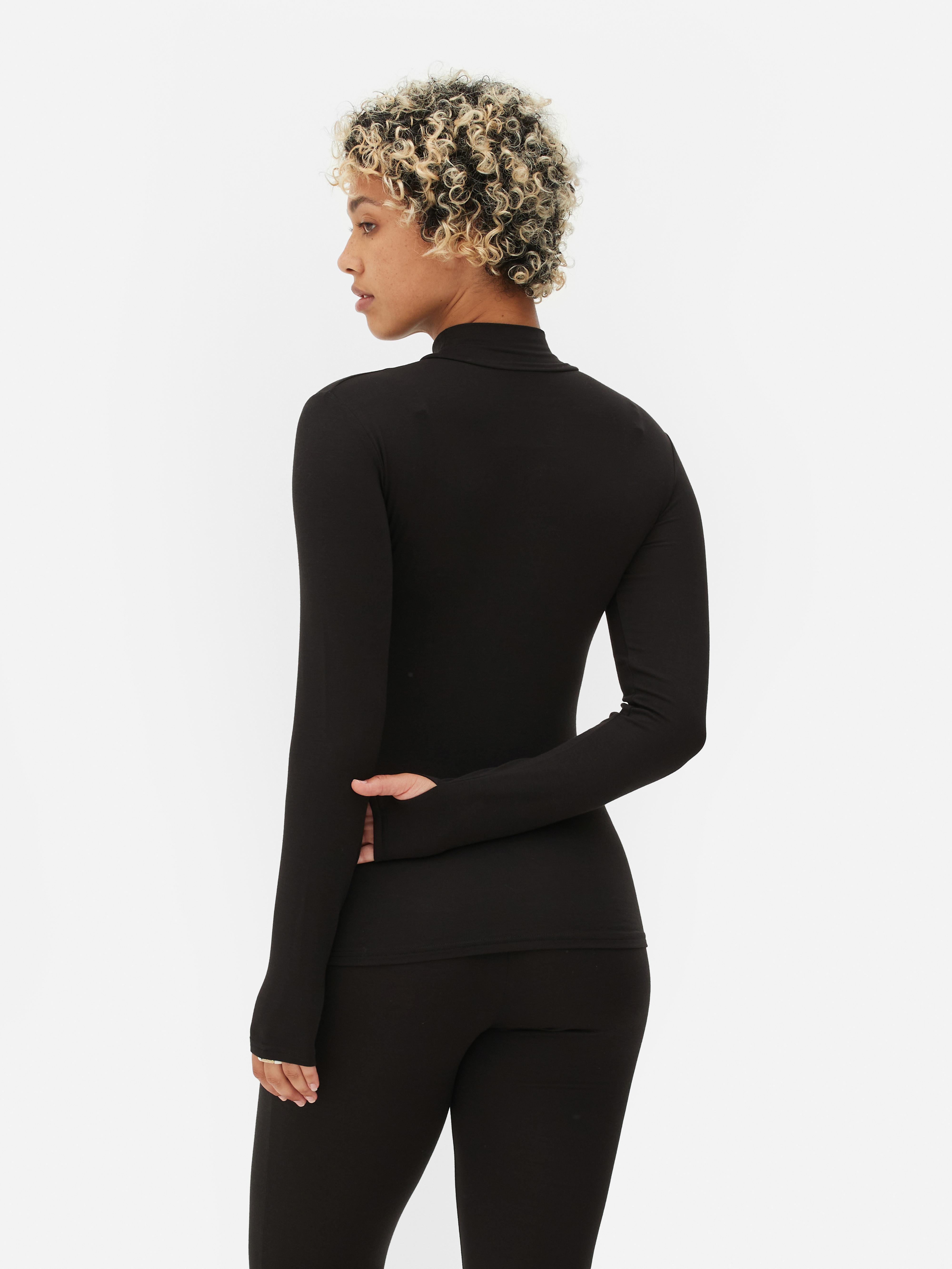Thermoshirt mit hohem Kragen und langen Ärmeln, figurbetont