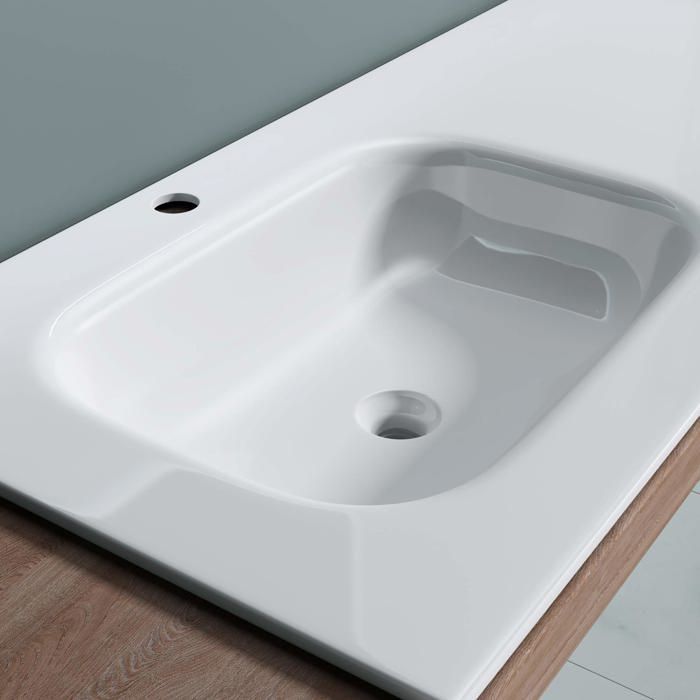Lavabo empotrado blanco de 100 cm, Doporro Colossum04, 100x48x14 cm