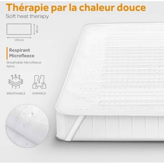 Cubrecolchón eléctrico con calefacción de 150x80 cm con apagado automático, manta térmica y calentador de colchón ajustable de 3 niveles.
