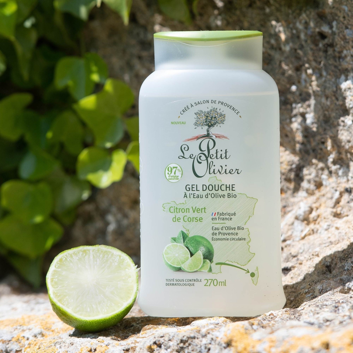 Le Petit Olivier Gel Douche Hydratant à l'Eau d'Olive BIO Citron Vert de Corse