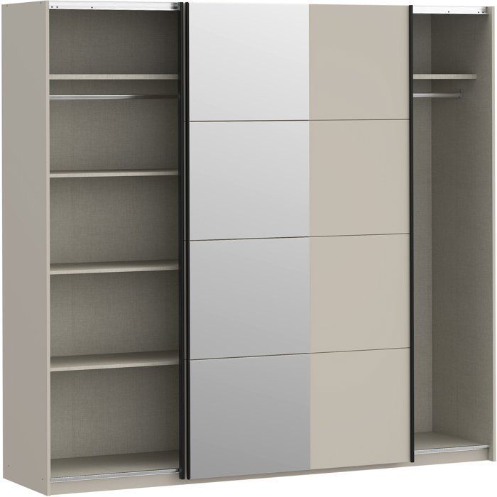 Armoire - 2 portes coulissantes - Cachemire + Miroir - L220,1 x P61,2 x H210,5 cm
