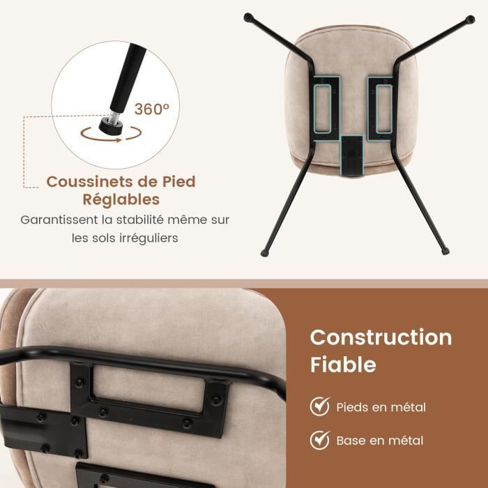 Juego de 2 sillas de comedor de terciopelo COSTWAY, tamaño del asiento 49x46 cm, base de metal, carga máxima 150 kg, para cocina, sala de estar, cafetería.