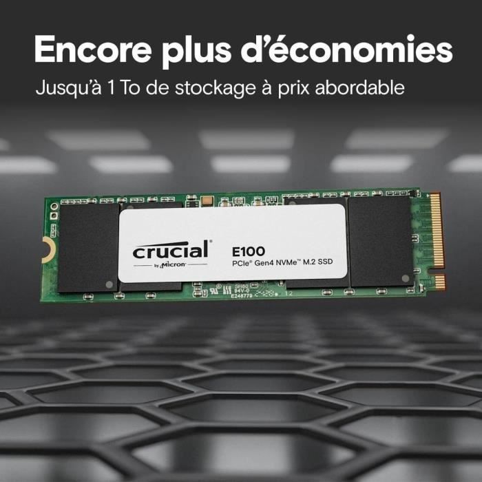 SSD interno - CRUCIAL - E100 - 1TB - PCIe Gen4 NVMe M.2 - Fino a 5000 MB/s