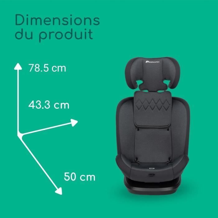 BEBECONFORT Siège auto EverFix i-Size évolutif, isofix, réhausseur, groupe 1/2/3, 15 mois à 10/12 ans, 76-150cm, 9-36kg Tinted Black