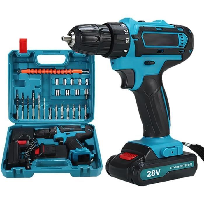 Trapano avvitatore a batteria - Marca - Modello - 28V - 25+3 impostazioni di coppia - 24 accessori