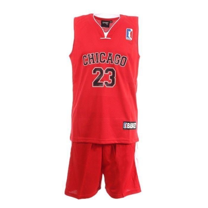 Ensemble de basket - SPORT ZONE - Chicago - Rouge/Noir - Maillot + Short - 100% polyester