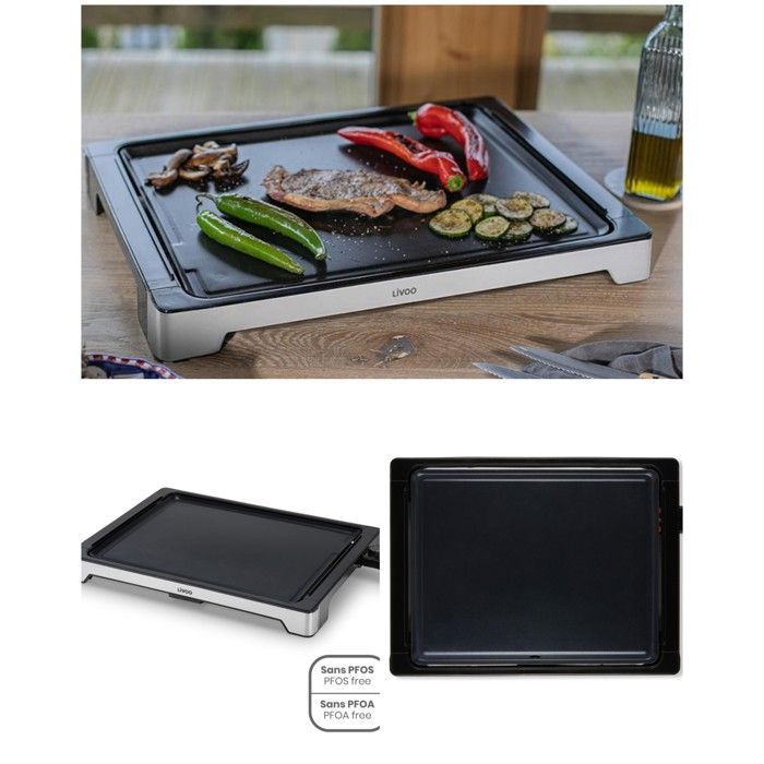 Plancha Grill électrique - LIVOO - Design Pro - 2000W - Antiadhésif - 47 x 37 cm