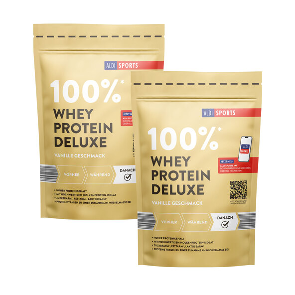 Πρωτεΐνη ορού γάλακτος Deluxe, σετ 2er, βανίλια (2 x 420 g = 840 g)