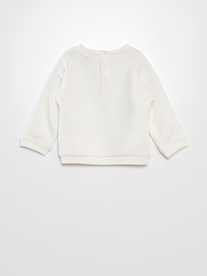 Bedrukte fleece sweater - WIT