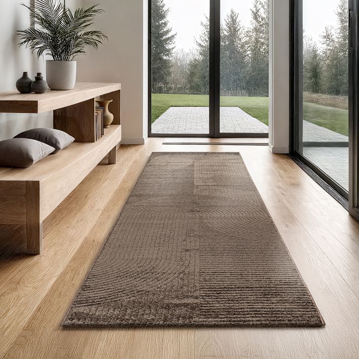 the carpet Everest - tapis salon, effet 3D, haute densité de poils et agréablement doux, Marron, 80 x 300 cm, Design - 2251