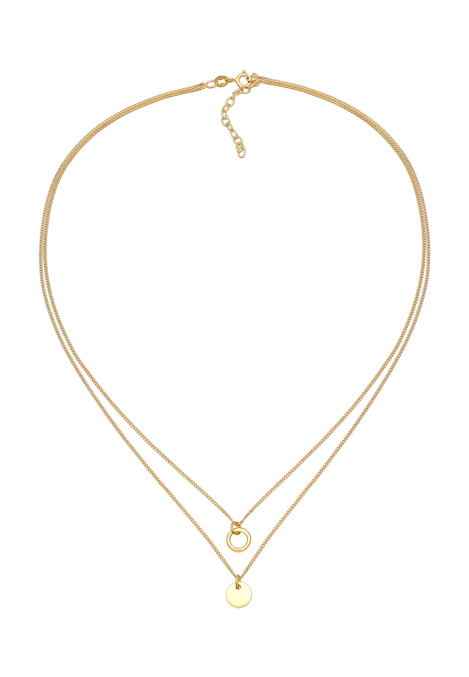 Elli Femmes Couches Cercle Plaquette Pendentif Basique Tendance en Argent Sterling 925