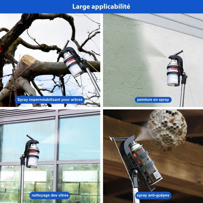 Aerosol Can Extension Pole Adapter - 2.95 meter telescopic pole - Adjustable nozzle with lanyard
