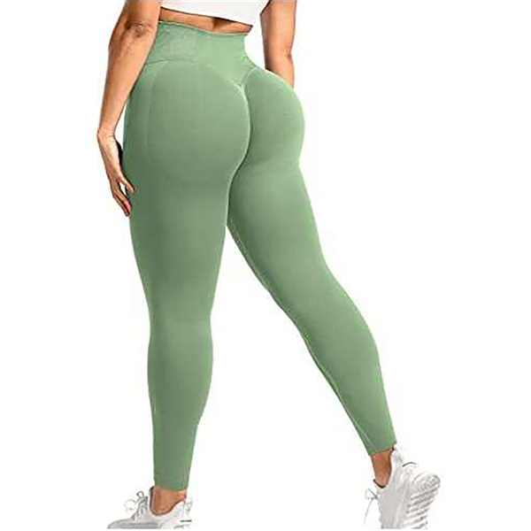 Leggings de sport push-up pour femme, effet push-up, sans coutures, taille haute, vert clair, taille M : Sports et Loisirs