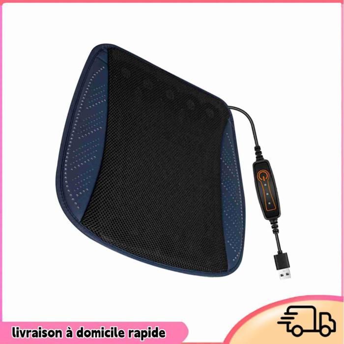 Cojín para asiento de coche Dilwe, cojín ventilado con puerto USB, cojín transpirable para motocicleta, azul marino.