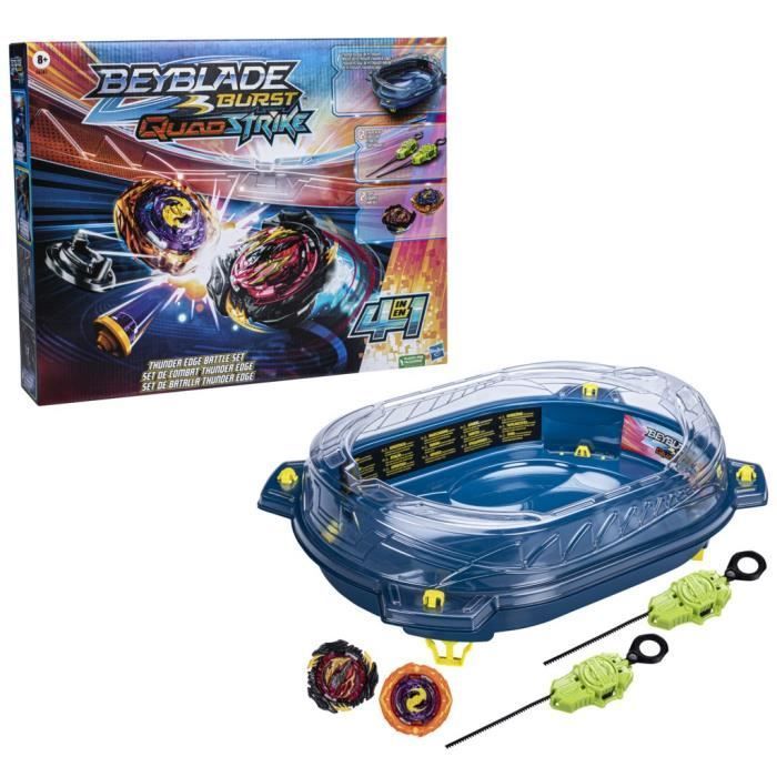 Beyblade Burst QuadStrike, set de combat Thunder Edge avec arène Beystadium, 2 toupies et 2 lanceurs, à partir de 8 ans